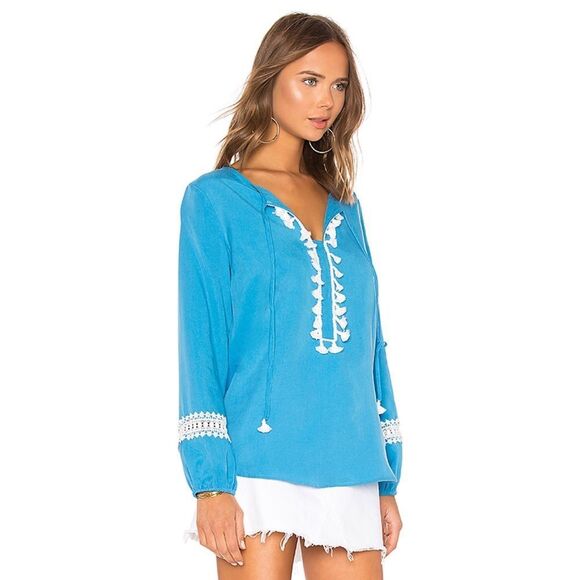 Line and Dot Revolve blue pom pom deliah blouse‎ - Picture 2 of 8